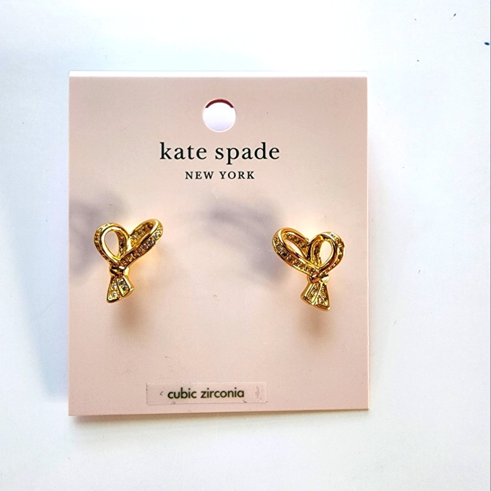 NWT Kate Spade Gold & CZ Studded Bows